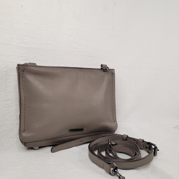 Rebecca Minkoff Avery Crossbody Bag Taupe Leather Gunmetal Hardware - Picture 15 of 16